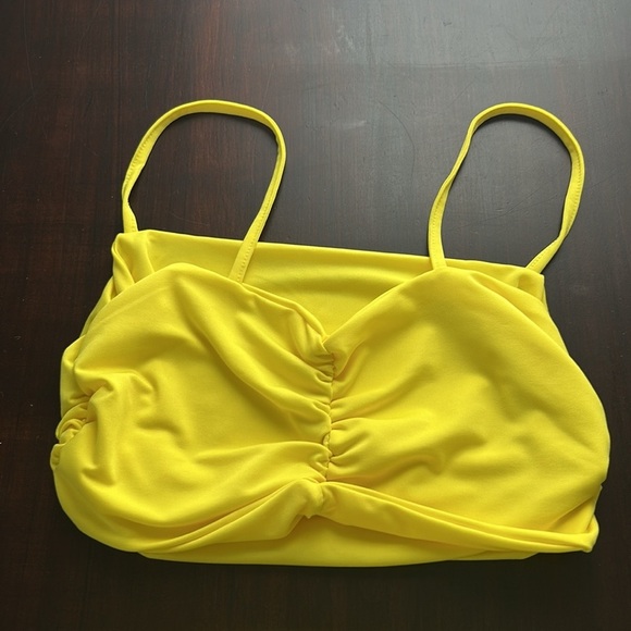 Sexy Neon Yellow 2 Pc Crop Top and Ruched Mini Skirt Set Size S - Picture 6 of 10